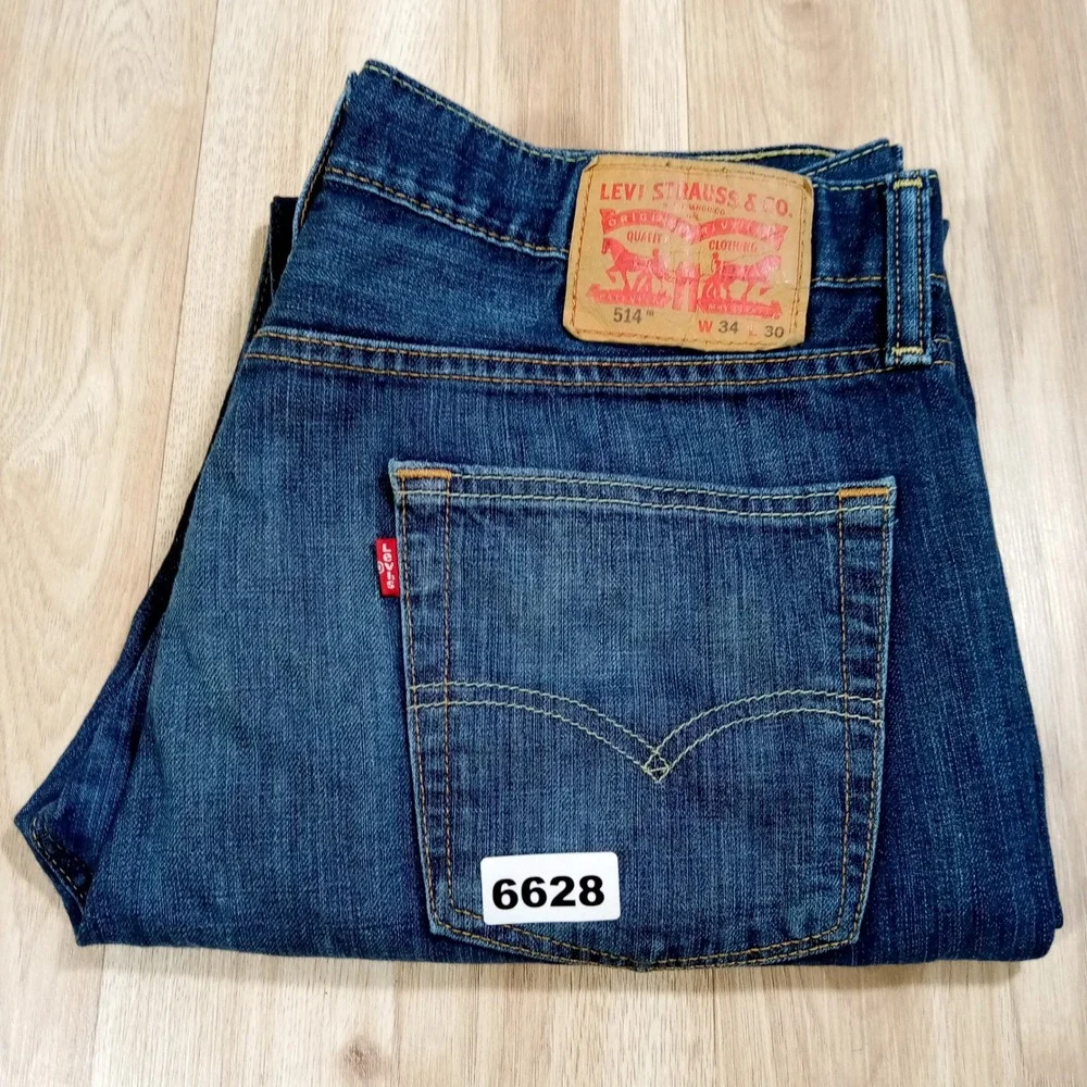 Levi Strauss 514 Mens Straight Fit Jeans Dark Wash W34 L30‎